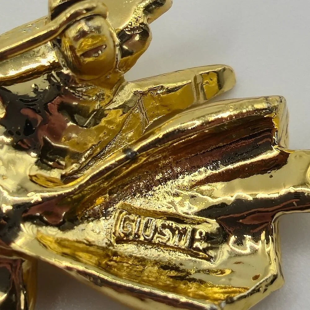 Festive Joy Holiday Gold Tone Angels Religious Faith Christian Brooch Pins‎ 2PC